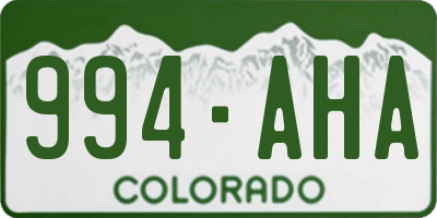 CO license plate 994AHA