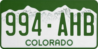 CO license plate 994AHB
