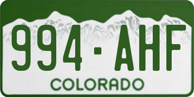CO license plate 994AHF