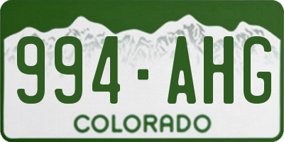 CO license plate 994AHG