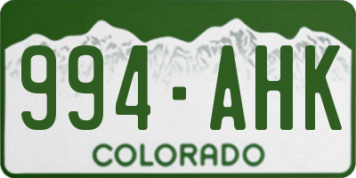 CO license plate 994AHK
