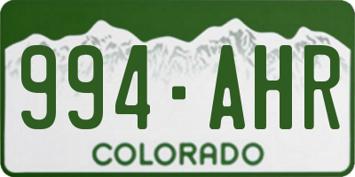 CO license plate 994AHR