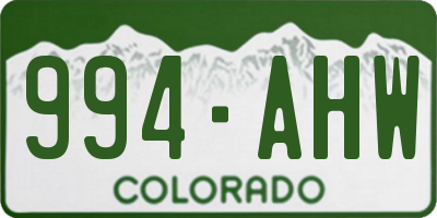 CO license plate 994AHW