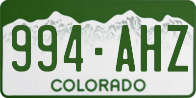 CO license plate 994AHZ