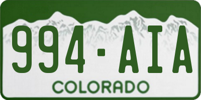 CO license plate 994AIA
