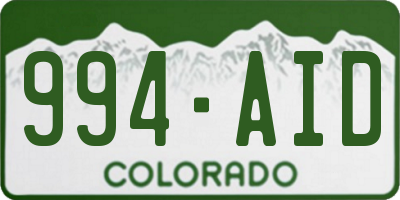 CO license plate 994AID