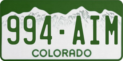 CO license plate 994AIM