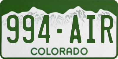 CO license plate 994AIR