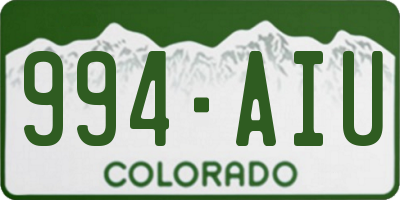 CO license plate 994AIU