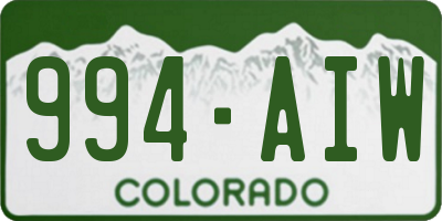 CO license plate 994AIW