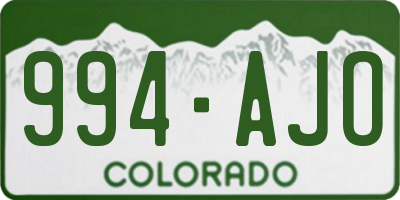 CO license plate 994AJO