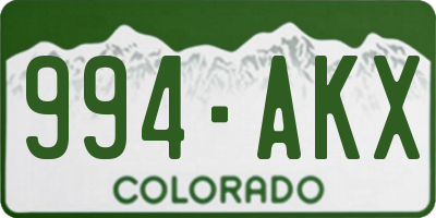 CO license plate 994AKX