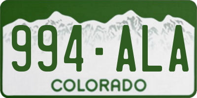 CO license plate 994ALA