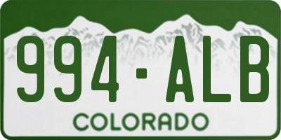 CO license plate 994ALB