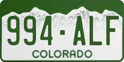 CO license plate 994ALF