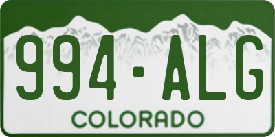 CO license plate 994ALG