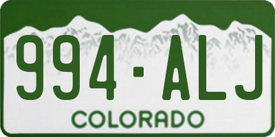 CO license plate 994ALJ