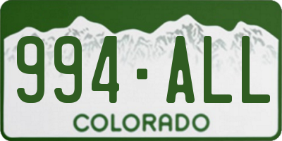 CO license plate 994ALL
