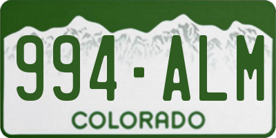 CO license plate 994ALM