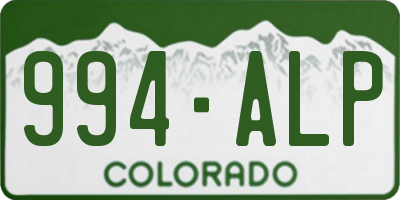 CO license plate 994ALP