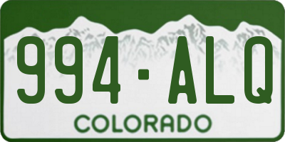 CO license plate 994ALQ