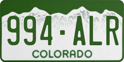 CO license plate 994ALR