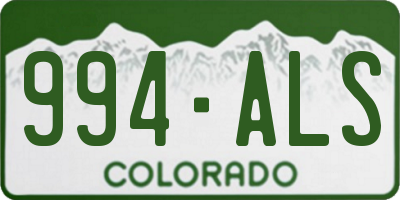 CO license plate 994ALS