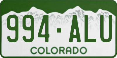 CO license plate 994ALU