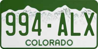 CO license plate 994ALX
