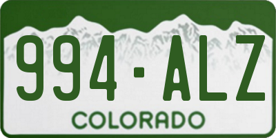 CO license plate 994ALZ