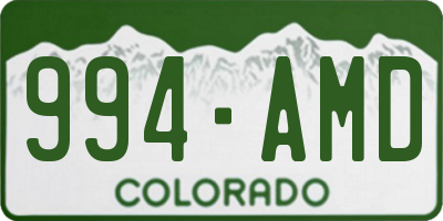 CO license plate 994AMD