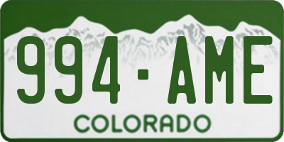 CO license plate 994AME