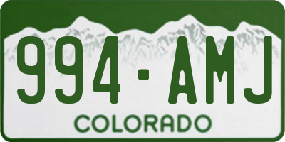 CO license plate 994AMJ