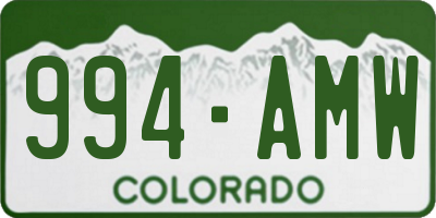 CO license plate 994AMW
