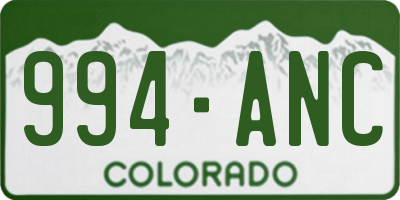 CO license plate 994ANC