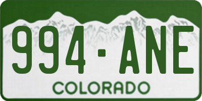 CO license plate 994ANE