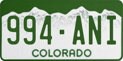CO license plate 994ANI