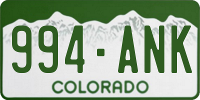 CO license plate 994ANK