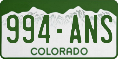 CO license plate 994ANS