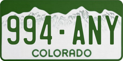 CO license plate 994ANY