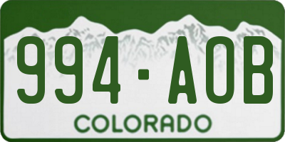 CO license plate 994AOB