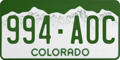 CO license plate 994AOC