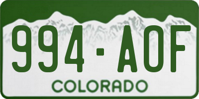 CO license plate 994AOF