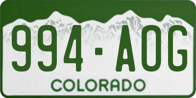 CO license plate 994AOG