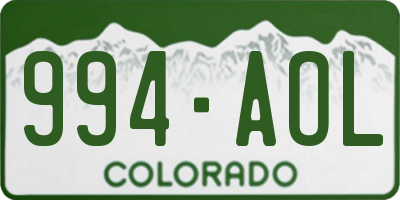 CO license plate 994AOL
