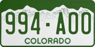 CO license plate 994AOO