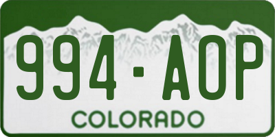 CO license plate 994AOP
