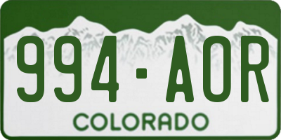 CO license plate 994AOR