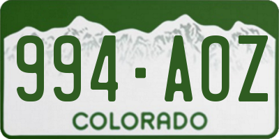 CO license plate 994AOZ