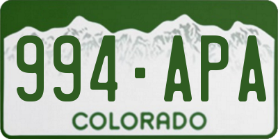 CO license plate 994APA